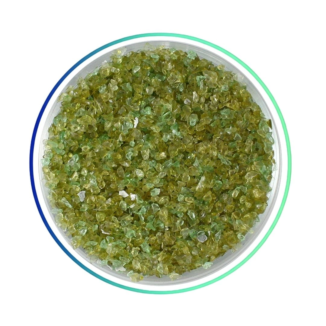 Glass granules, mineral abrasive.