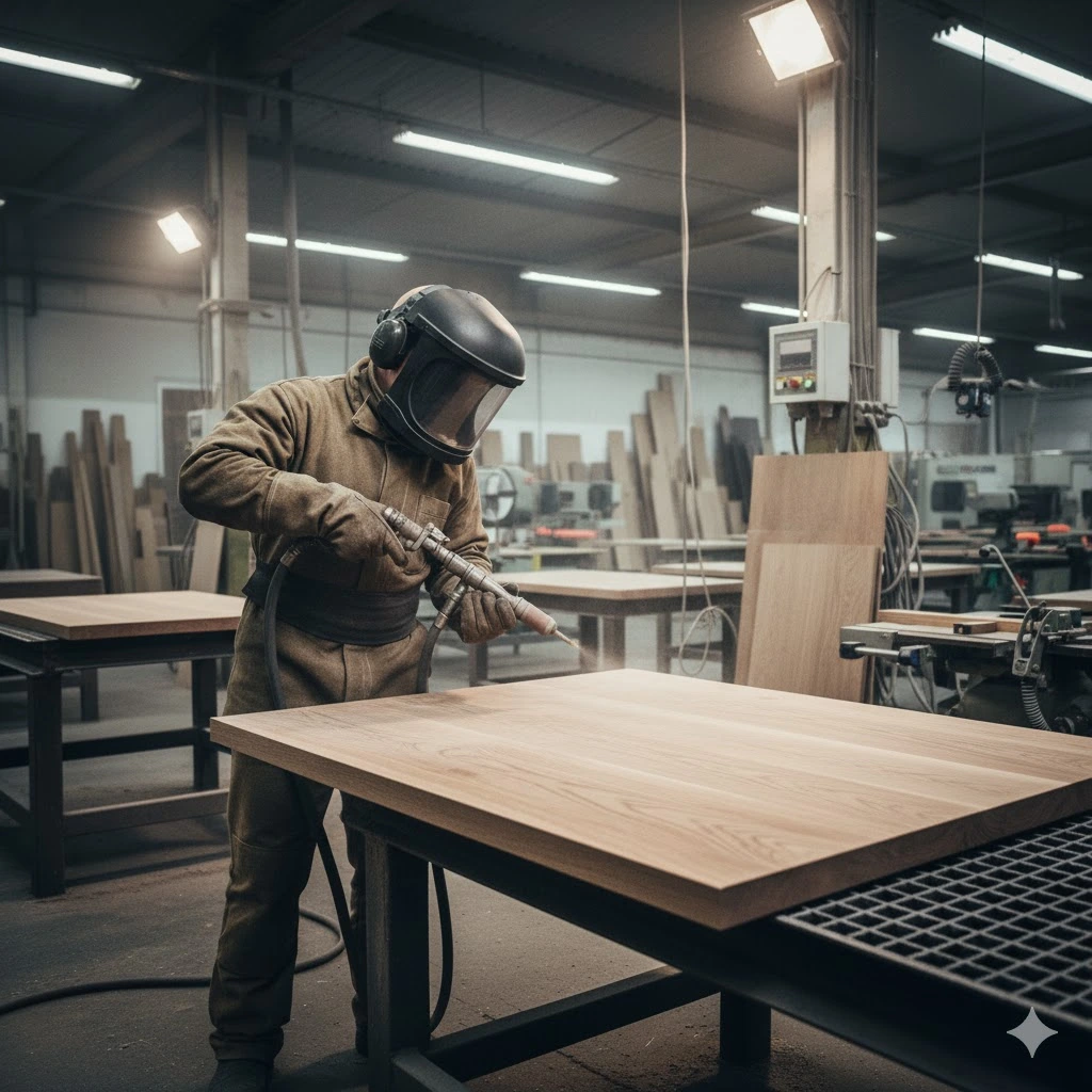 Operator śrutownicy przy pracy.