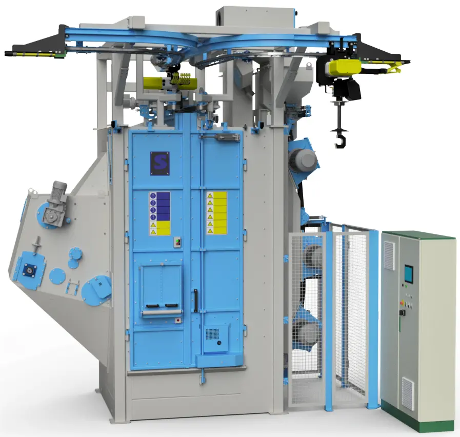TZZS table-mounted-suspension rotor shot blasting machine with movable turbine block