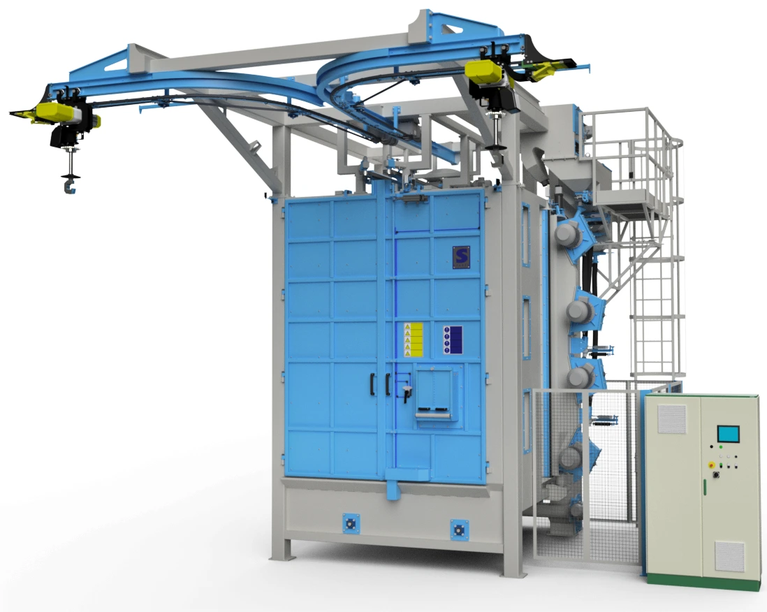 TZNZ suspension rotor shot blasting machines with a movable turbine block