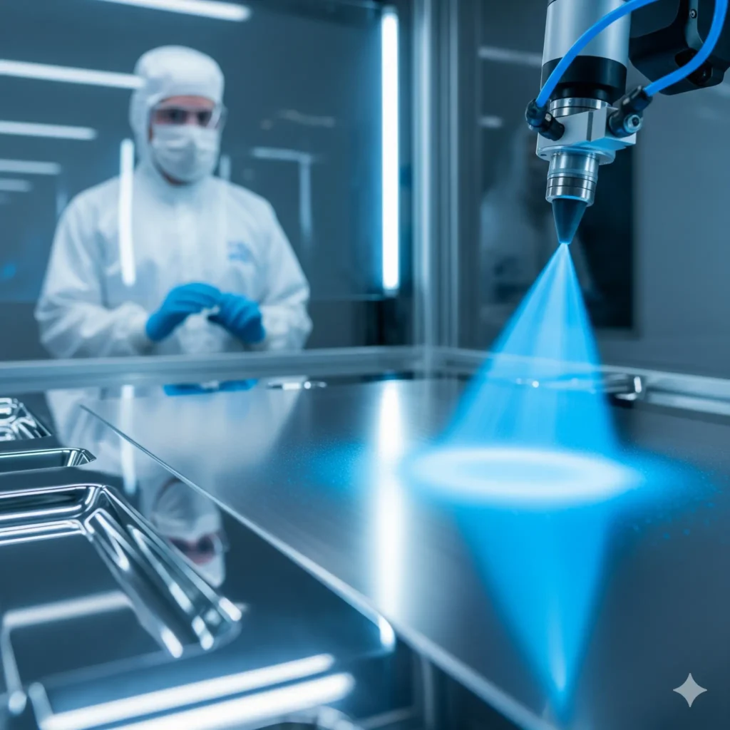 Laboratory employee at work.